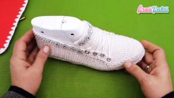 Çeyizlik Boncuklu Spor Ayakkabı Patik Modeli Yapılışı Türkçe Anlatımlı Videolu