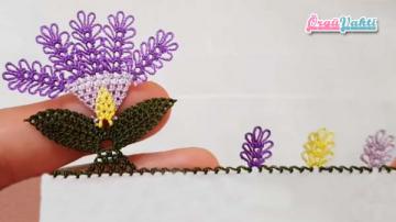 Çok Güzel Lavanta Çiçeği İğne Oyası Modeli Yapımı