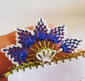 İğne Oyası Muhteşem Mavi Çiçek Modeli Yapımı